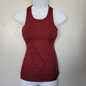 Lululemon Women's 2 Burgundy Tank Top Built in Bra Racerback Mesh Back Athletic